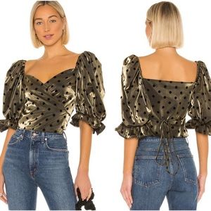 LPA black and green polka dot top